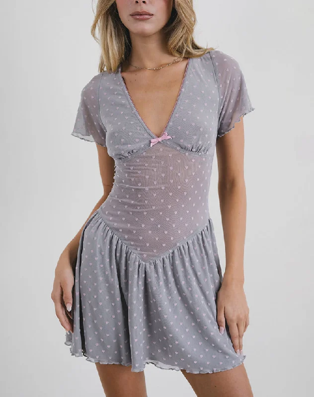 Fashionable women’s clothing that makes you shine   Geni Mini Dress in Heart Flock Grey