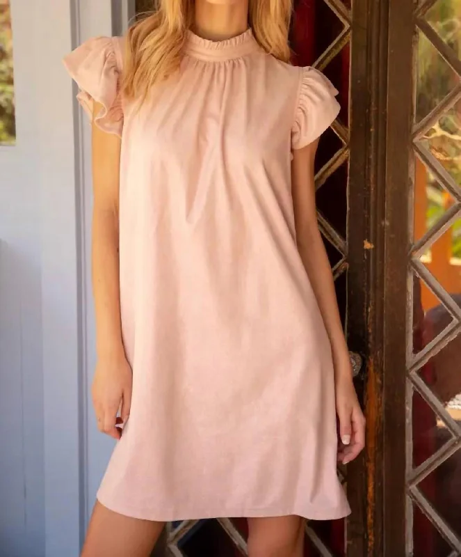 Soft, breathable fabrics for fashionable women   Arlei Ruffle Shift Dress In Pink