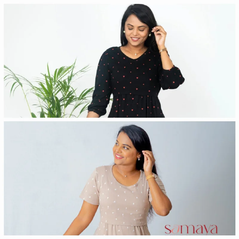 Comfortable yet stylish outfits for women on the go   Ultimate ribbed Combo pack of 2( midi creamy & midi black heart  )
